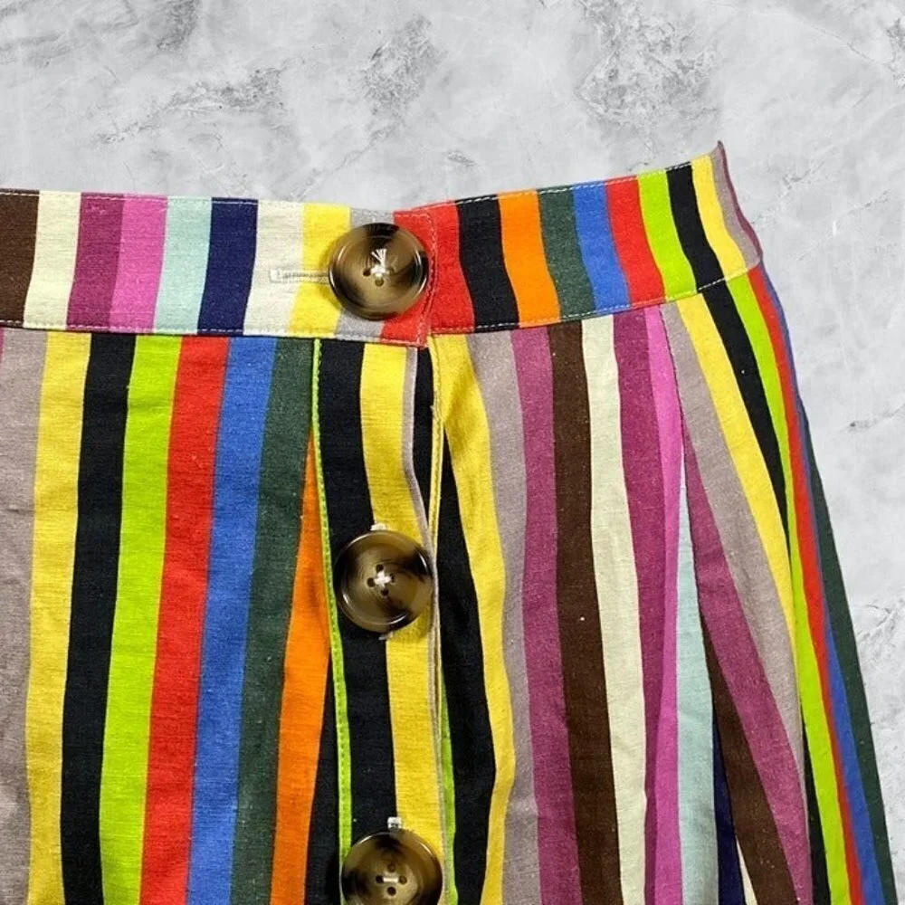 LPA Button Up Midi Skirt - Rainbow Stripe